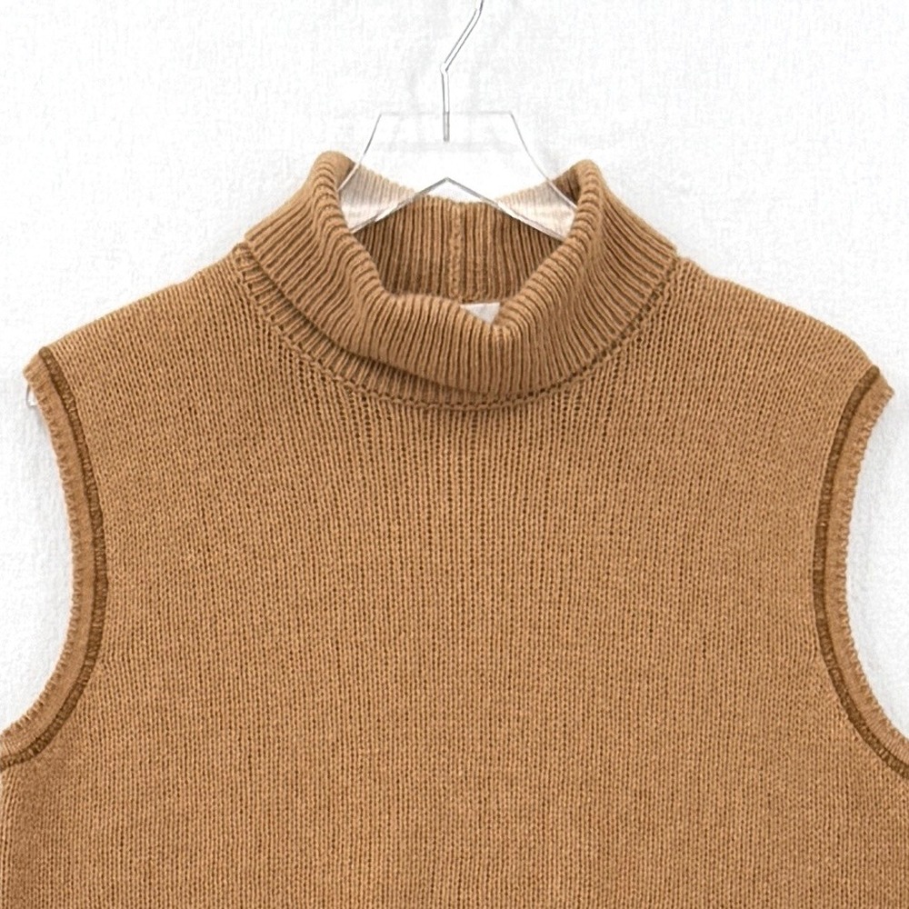 THE ROW Giselle Cashmere Turleneck Sweater Womens Medium Camel Brown Sleeveless - Picture 6 of 16